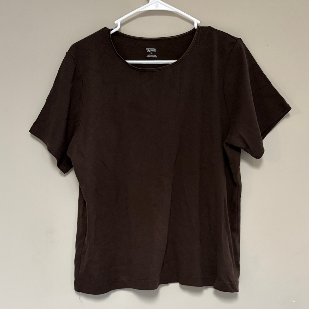 Christopher & Banks Dark Brown Short Sleeve Top